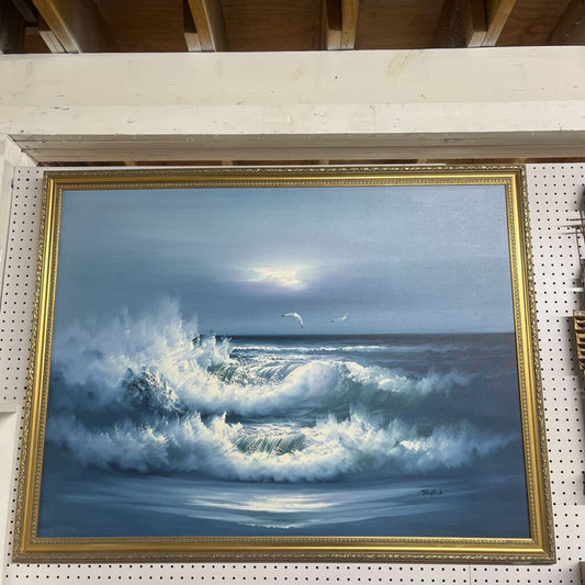 FRAMED OCEAN PAINTING SIGNED TAYLOR