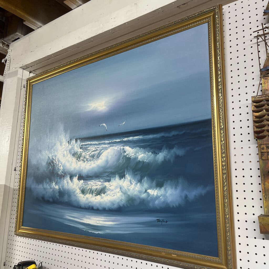 FRAMED OCEAN PAINTING SIGNED TAYLOR