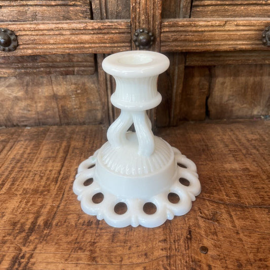 MILK GLASS CANDLEHOLDER-Thriftique Marketplace