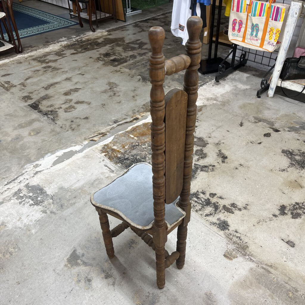 OLD BLUE VALET/PRAYER CHAIR (AS IS)