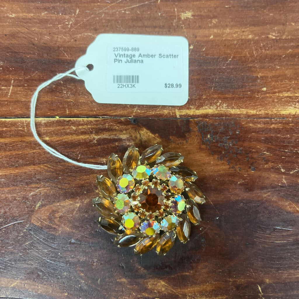 Vintage Amber Scatter Pin Juliana
