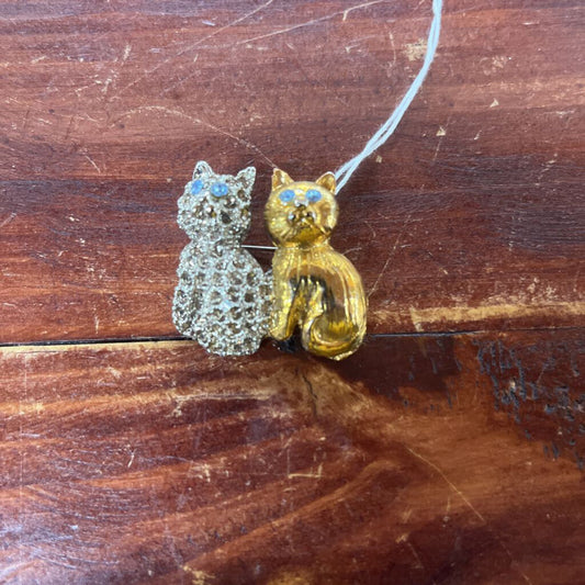 Vintage Double Cats Brooch
