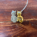 Vintage Double Cats Brooch