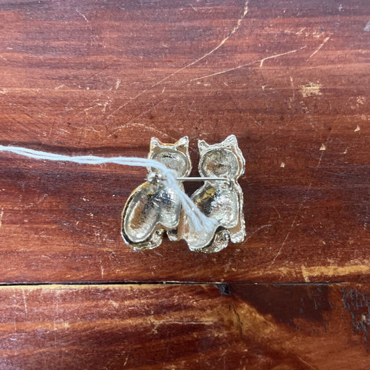 Vintage Double Cats Brooch
