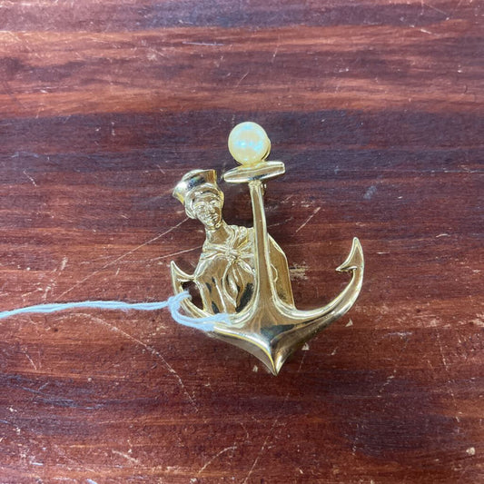 VINTAGE ANCHOR SAILOR BOY BROOCH MJENT-Thriftique Marketplace