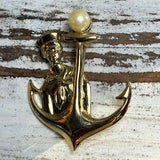 VINTAGE ANCHOR SAILOR BOY BROOCH MJENT