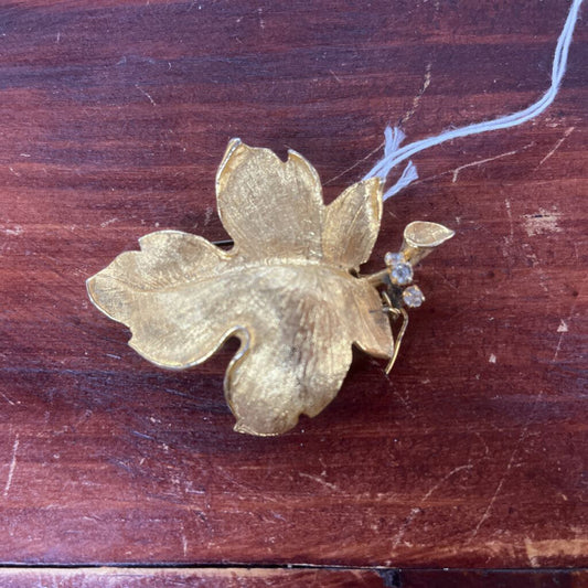 VINTAGE FLORITON GOLD LEAF BROOCH