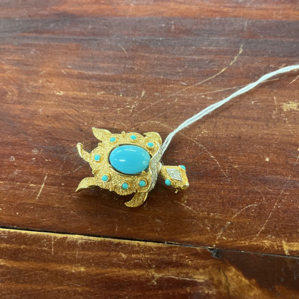 1960'S CROWN TRIFARI TURTLE BROOCH