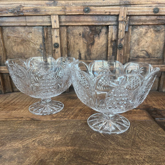 PAIR OF CRYSTAL PINEAPPLE BOWLS