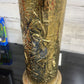 VINTAGE HAMMERED EMBOSSED BRASS UMBRELLA HOLDER