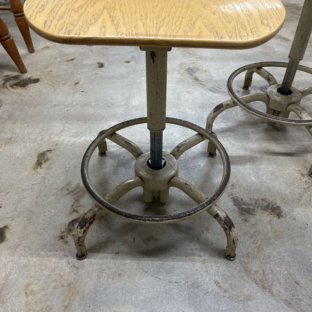 RUSTIC PAIR INDUSTRIAL AGUSTO DRAFTING STOOLS