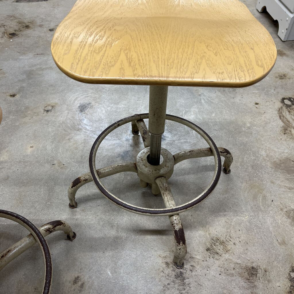 RUSTIC PAIR INDUSTRIAL AGUSTO DRAFTING STOOLS