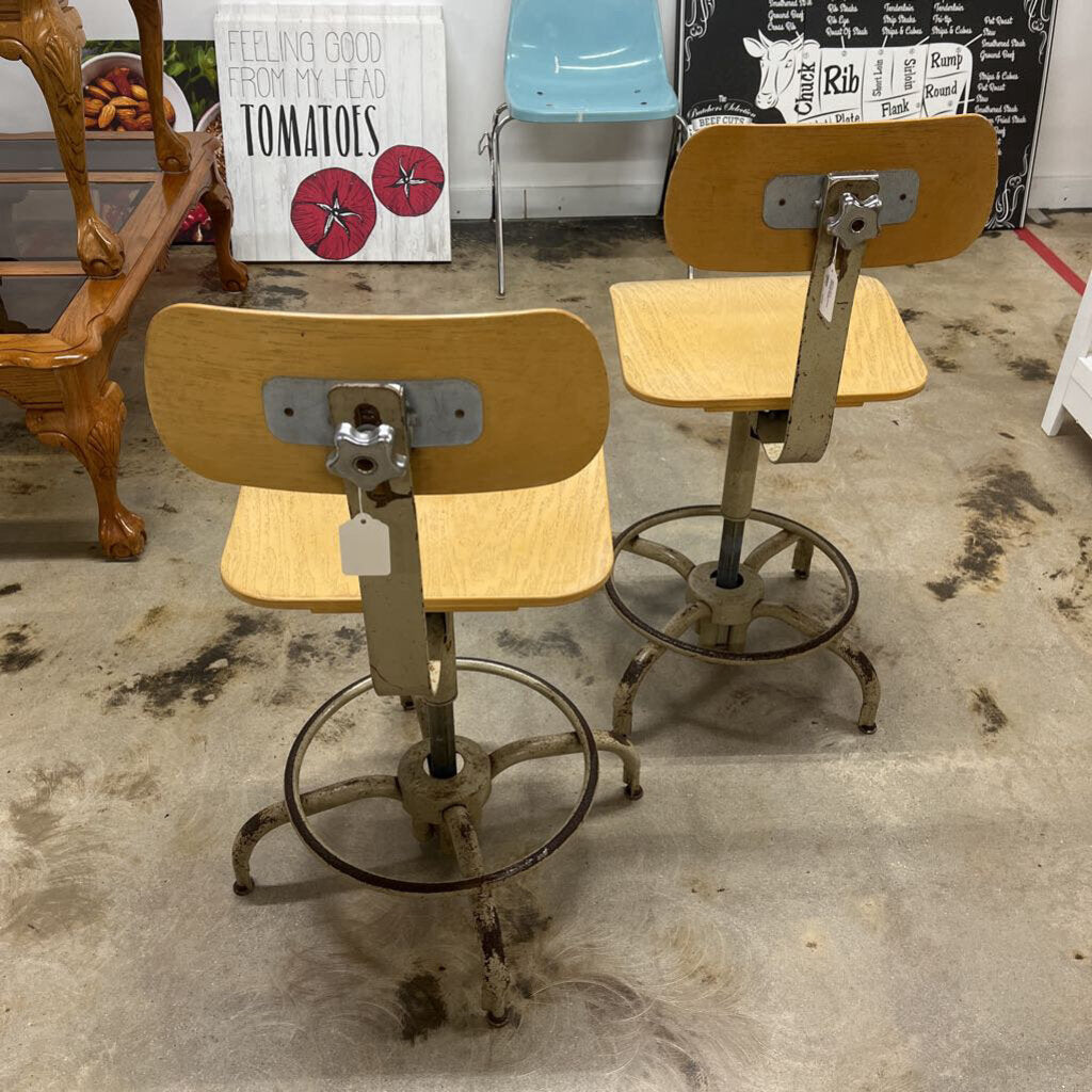 RUSTIC PAIR INDUSTRIAL AGUSTO DRAFTING STOOLS