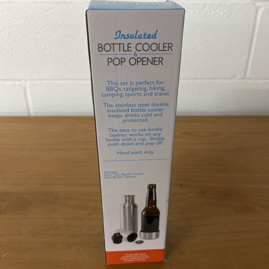 Insulated bottle cooler & pop opener