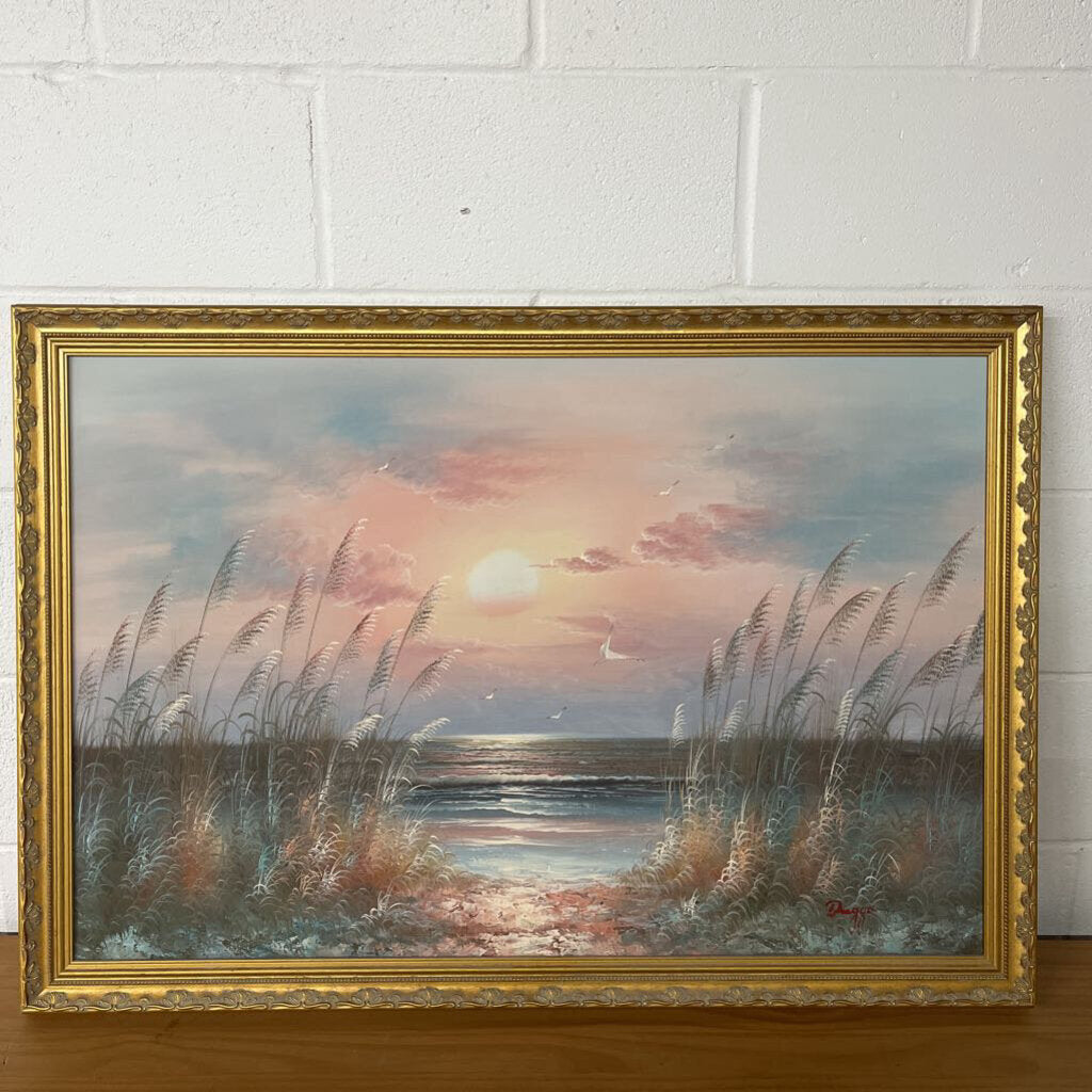 LARGE SIGNED BERNARD DUGGAN SEASCAPE PAINTING 37.5"X27"