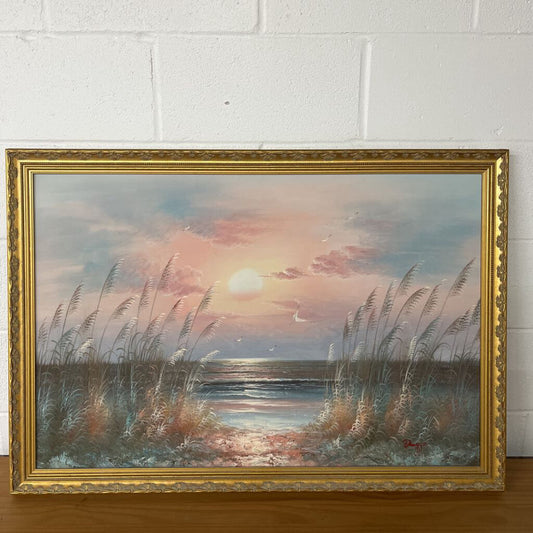 LARGE SIGNED BERNARD DUGGAN SEASCAPE PAINTING 37.5"X27"