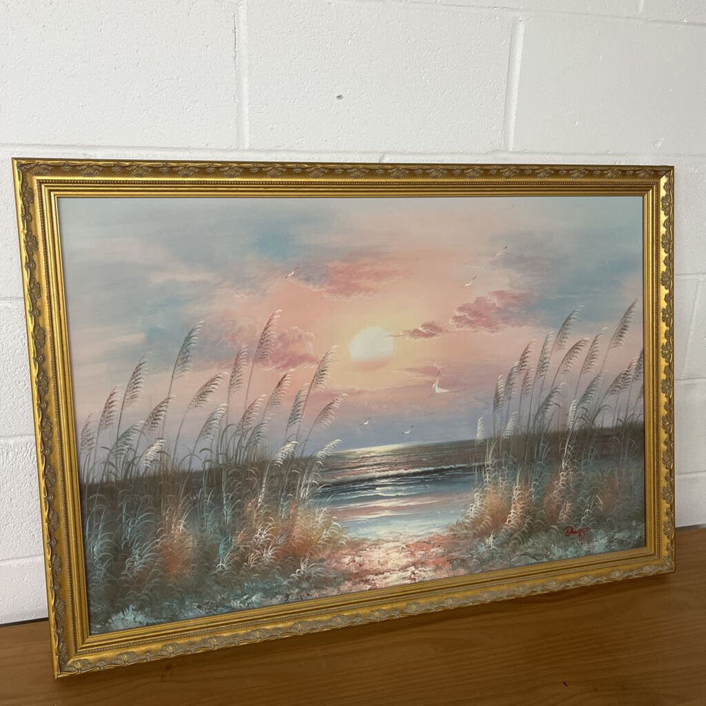 LARGE SIGNED BERNARD DUGGAN SEASCAPE PAINTING 37.5"X27"