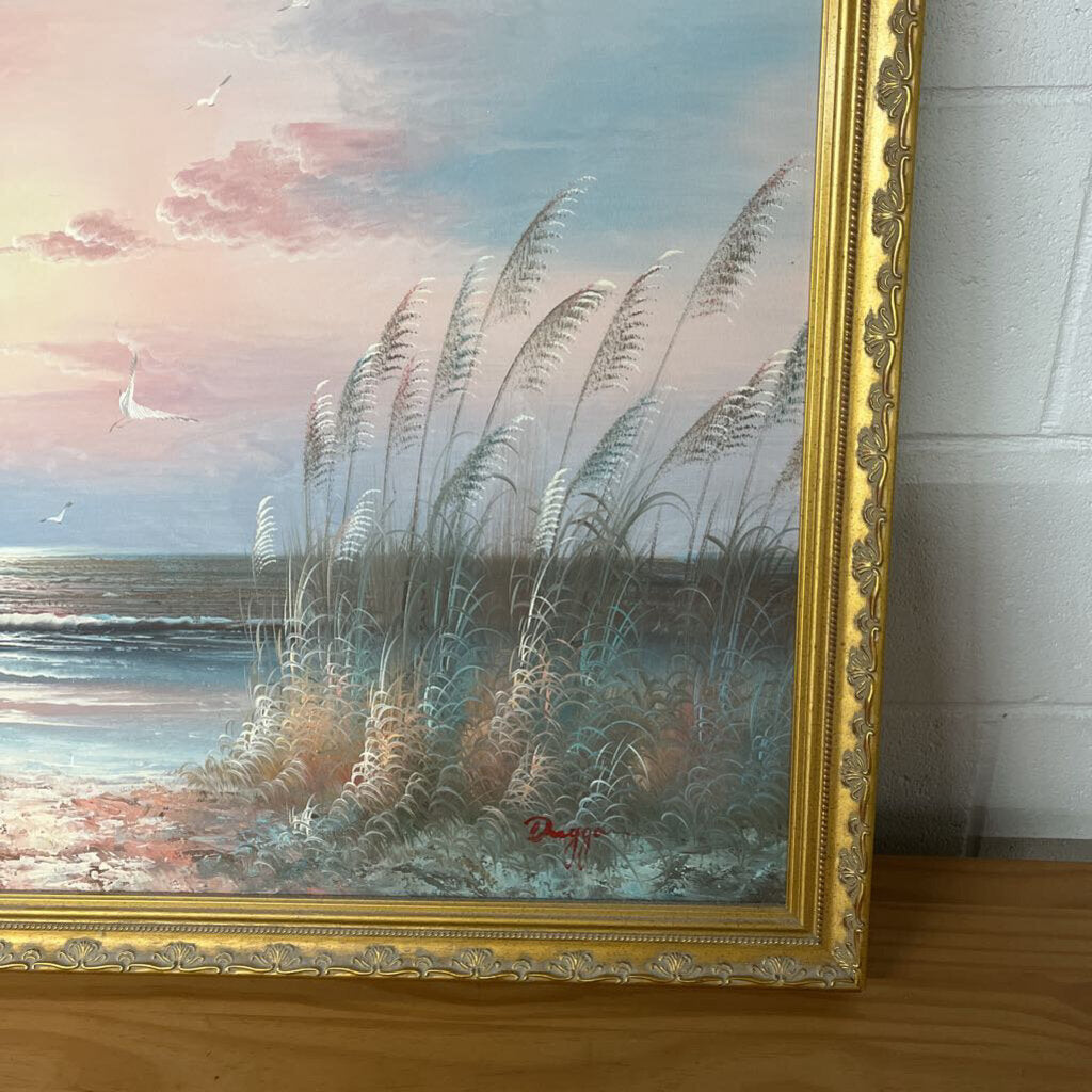 LARGE SIGNED BERNARD DUGGAN SEASCAPE PAINTING 37.5"X27"