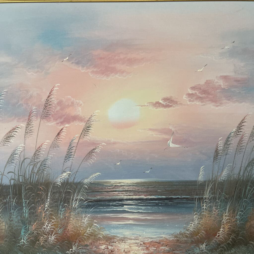 LARGE SIGNED BERNARD DUGGAN SEASCAPE PAINTING 37.5"X27"