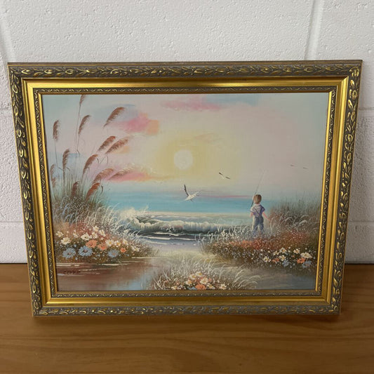 Signed Crane Painting