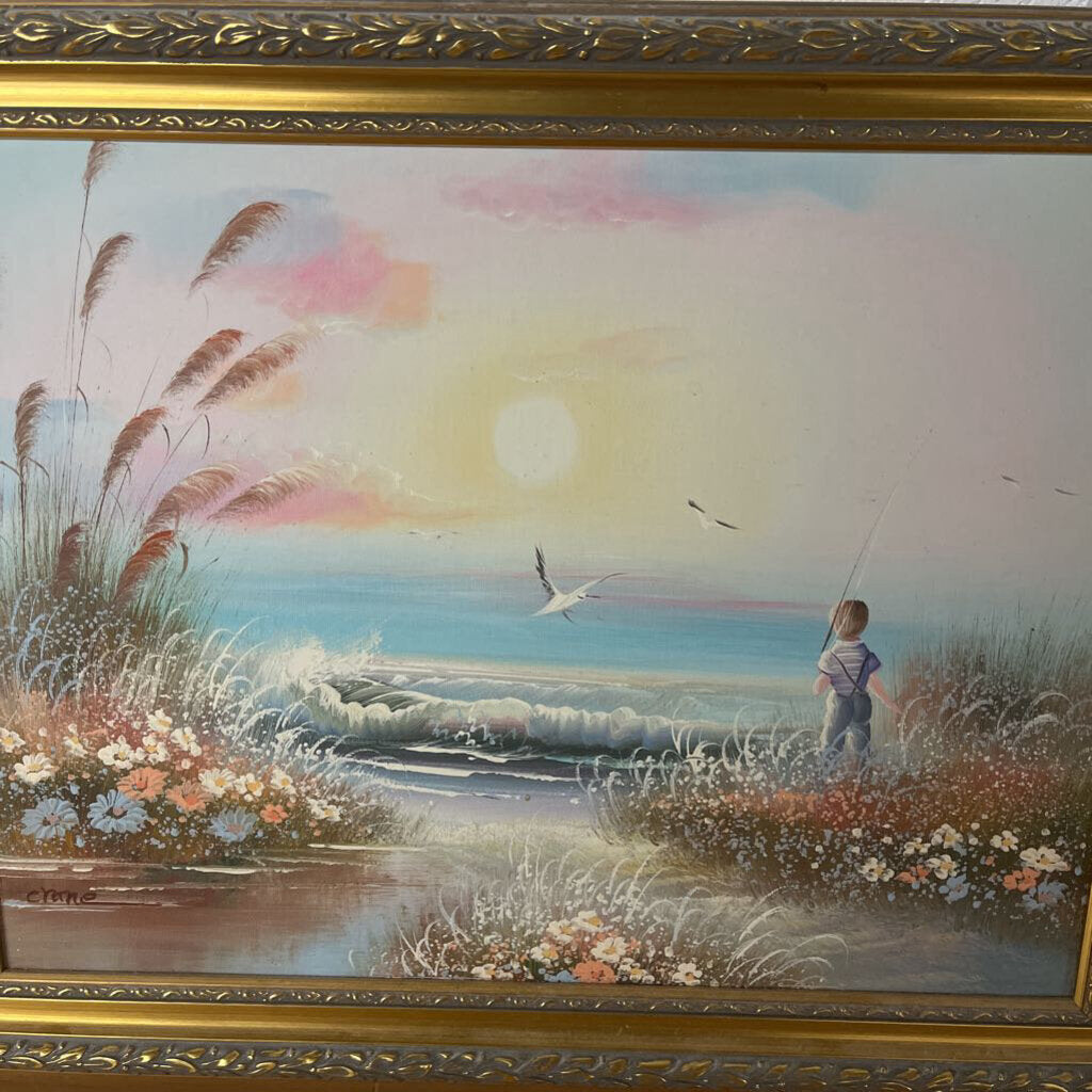 Signed Crane Painting
