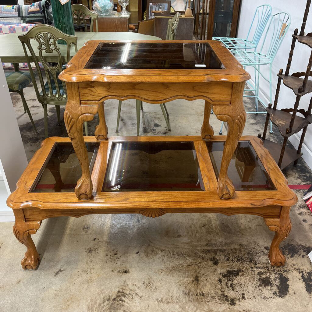 2PC OAK COFFEE & END TABLE SET