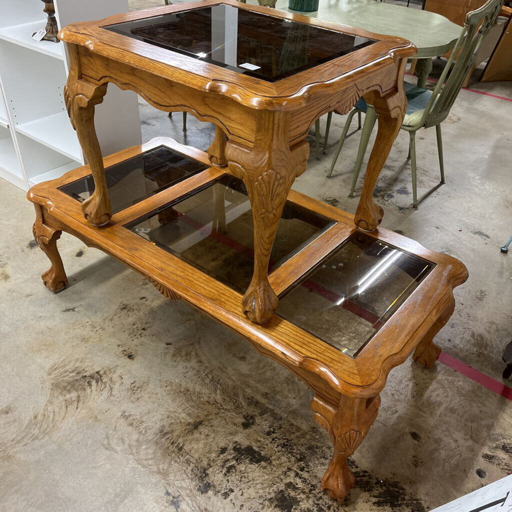 2PC OAK COFFEE & END TABLE SET