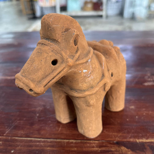 VTG JAPANESE POTTERY HORSE HANIWA SIGNED