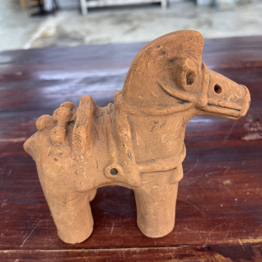 VTG JAPANESE POTTERY HORSE HANIWA SIGNED