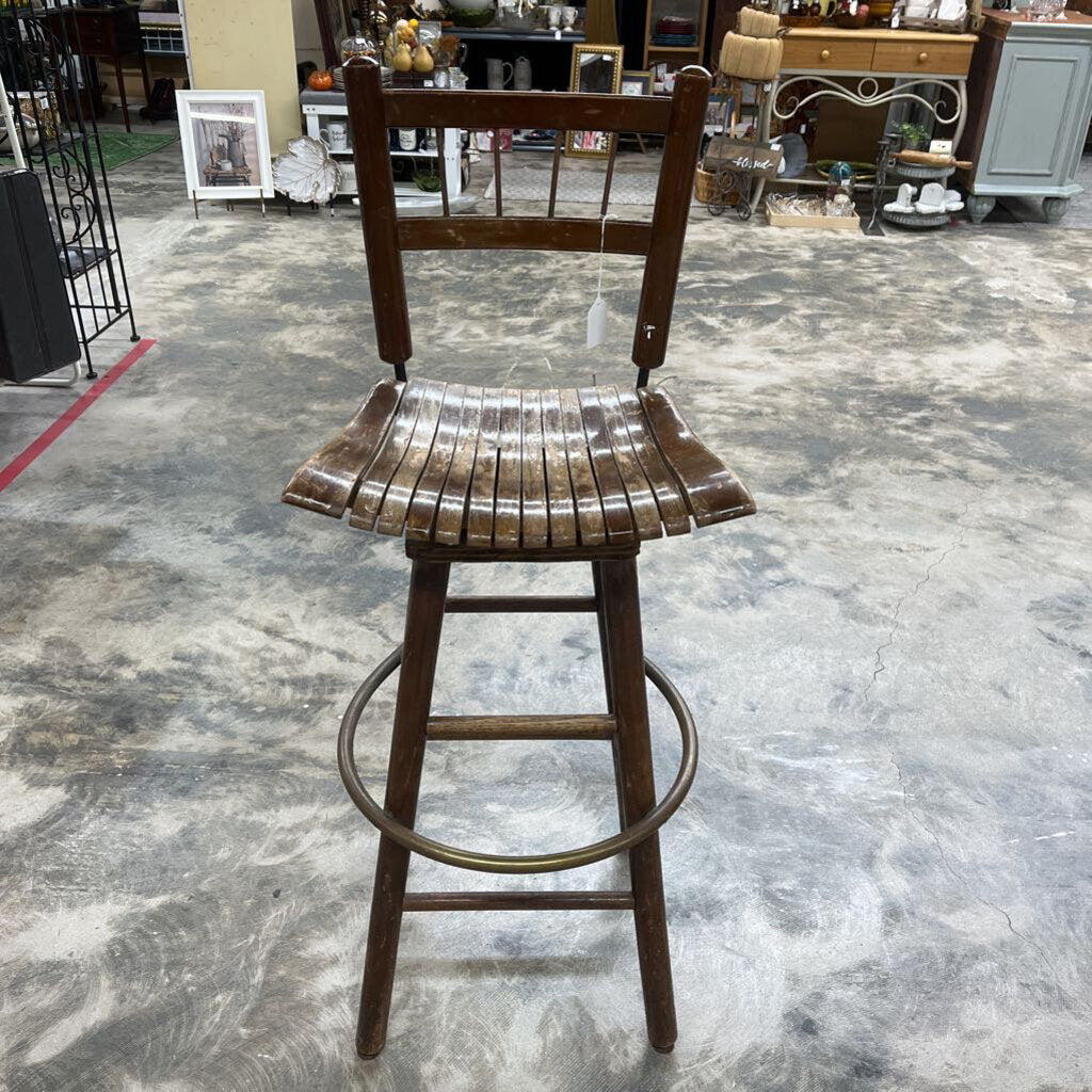 OLD DORYLYN MCM WOOD SWIVEL STOOL