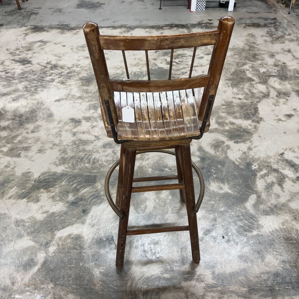 Old Dorylyn MCM Wood Swivel Stool