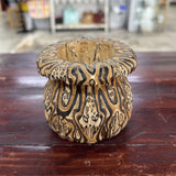 Old carved Ponga Tree Wood Vase small