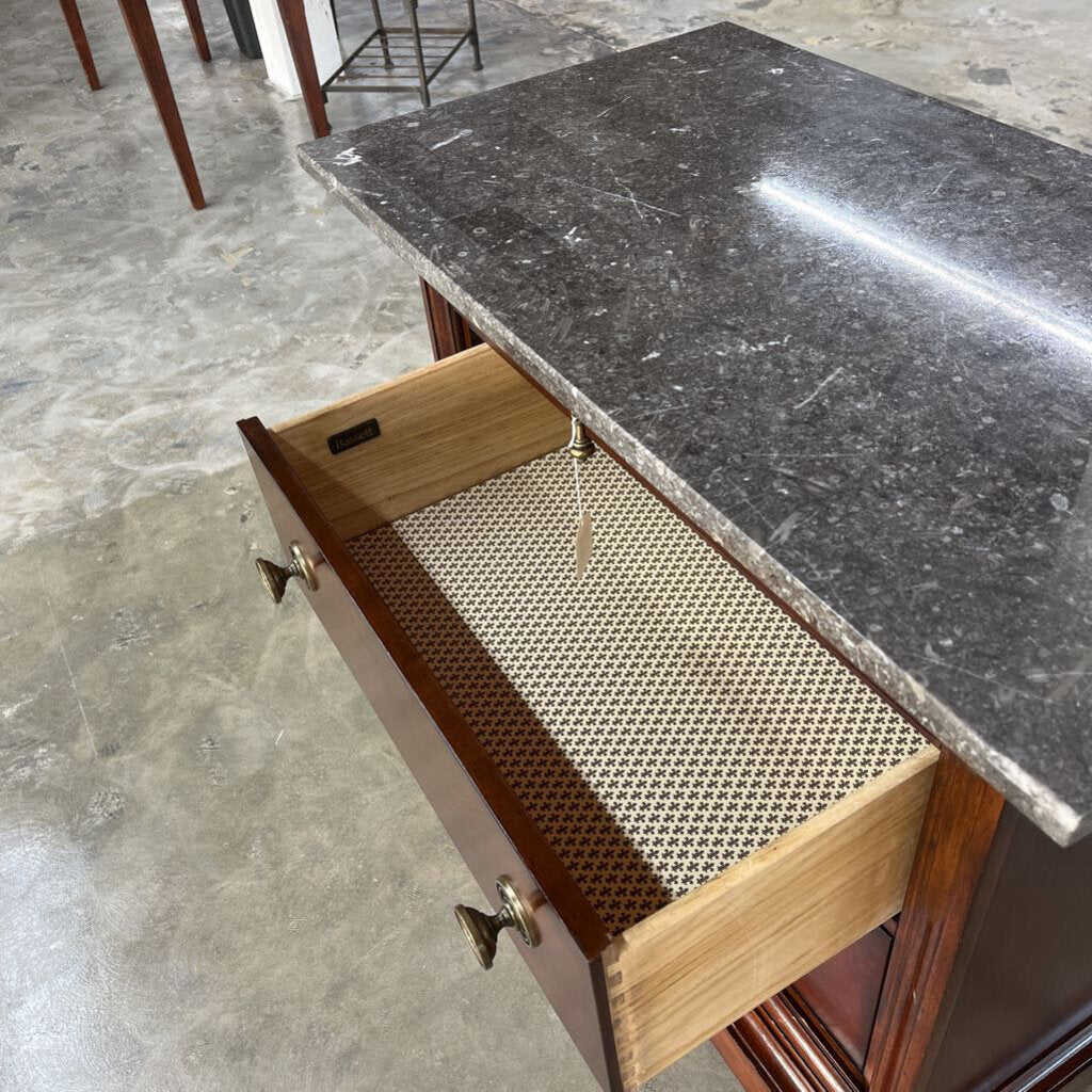 BASSET STONE TOP SIDE TABLE/NIGHTSTAND