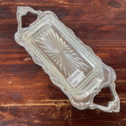 2 PIECE GLASS AND PEWTER BUTTER DISH (STORE LOCATED AT 2114 PASS ROAD, GULFPORT, MS)