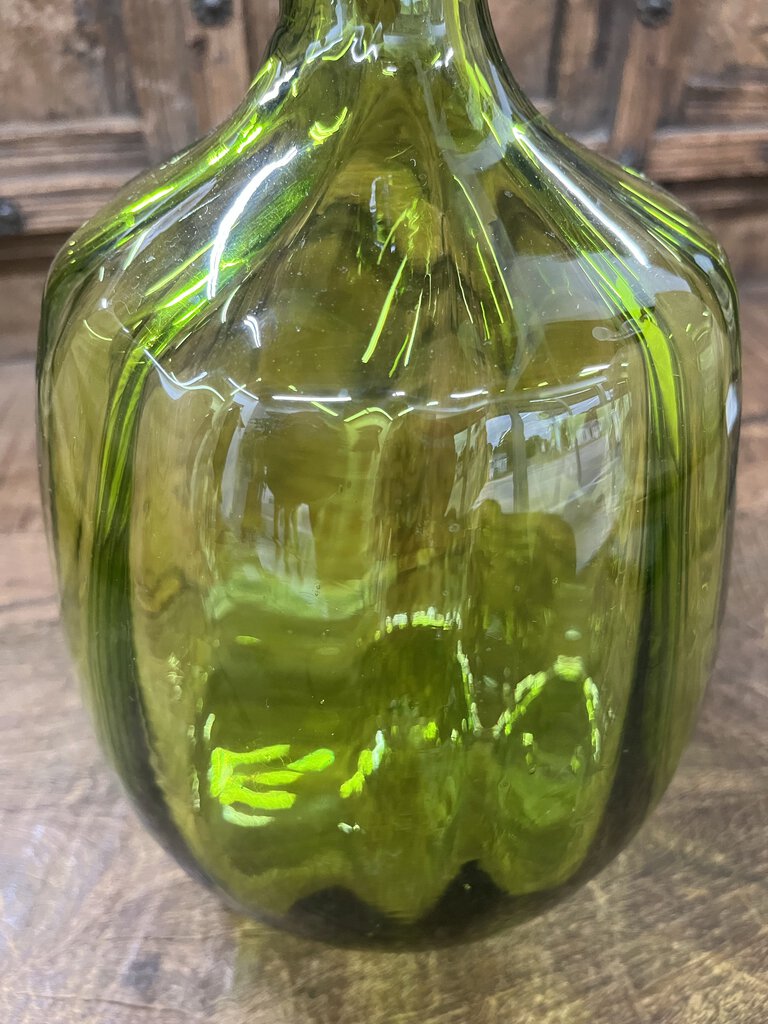 LARGE GREEN BLENKO DECANTER W/STOPPER