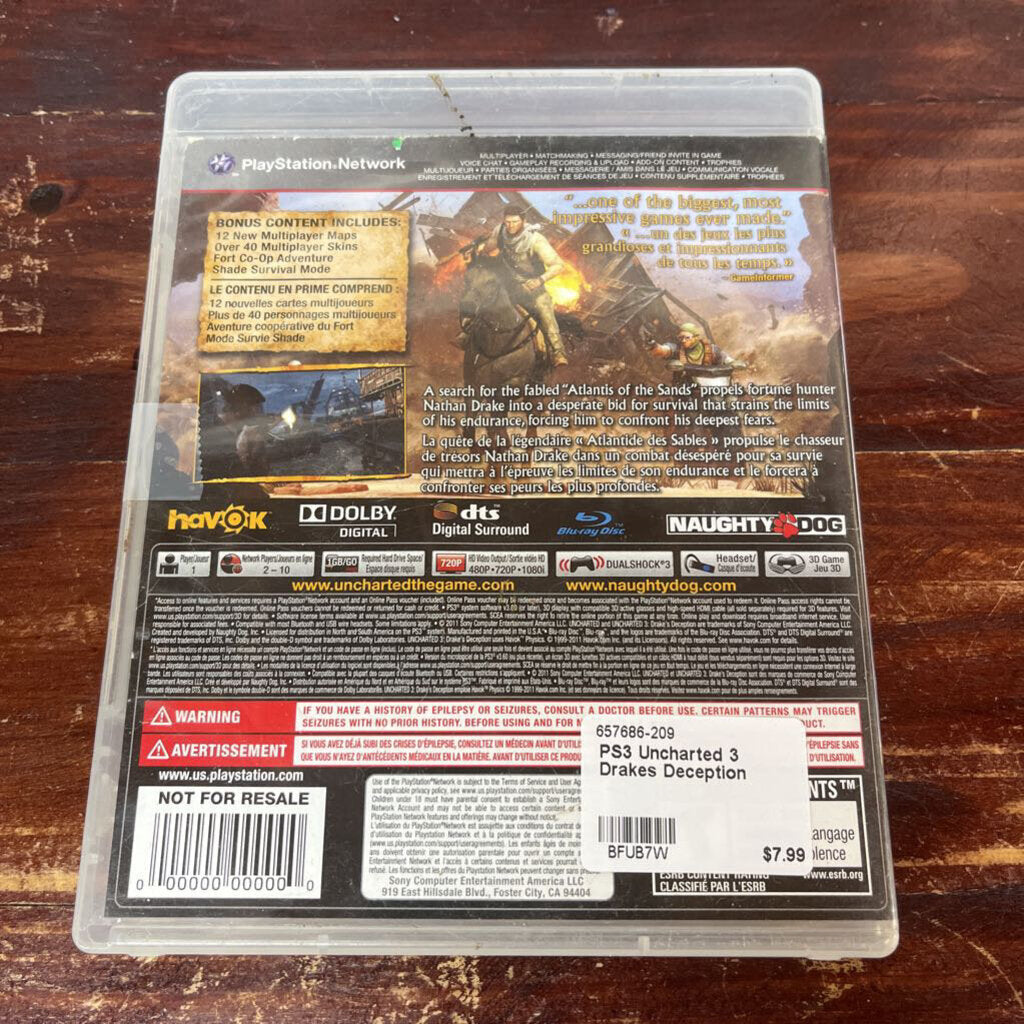 PS3 UNCHARTED 3 DRAKES DECEPTION