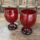 PAIR HEAVY RED ART GLASS GOBLETS