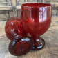 PAIR HEAVY RED ART GLASS GOBLETS