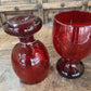 PAIR HEAVY RED ART GLASS GOBLETS