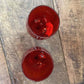 PAIR HEAVY RED ART GLASS GOBLETS