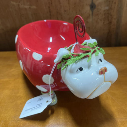 DEPT 56 RED POLKA DOT BULLDOG