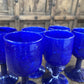 6pc Blue Art Glass Goblets