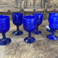 6pc Blue Art Glass Goblets