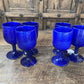 6pc Blue Art Glass Goblets