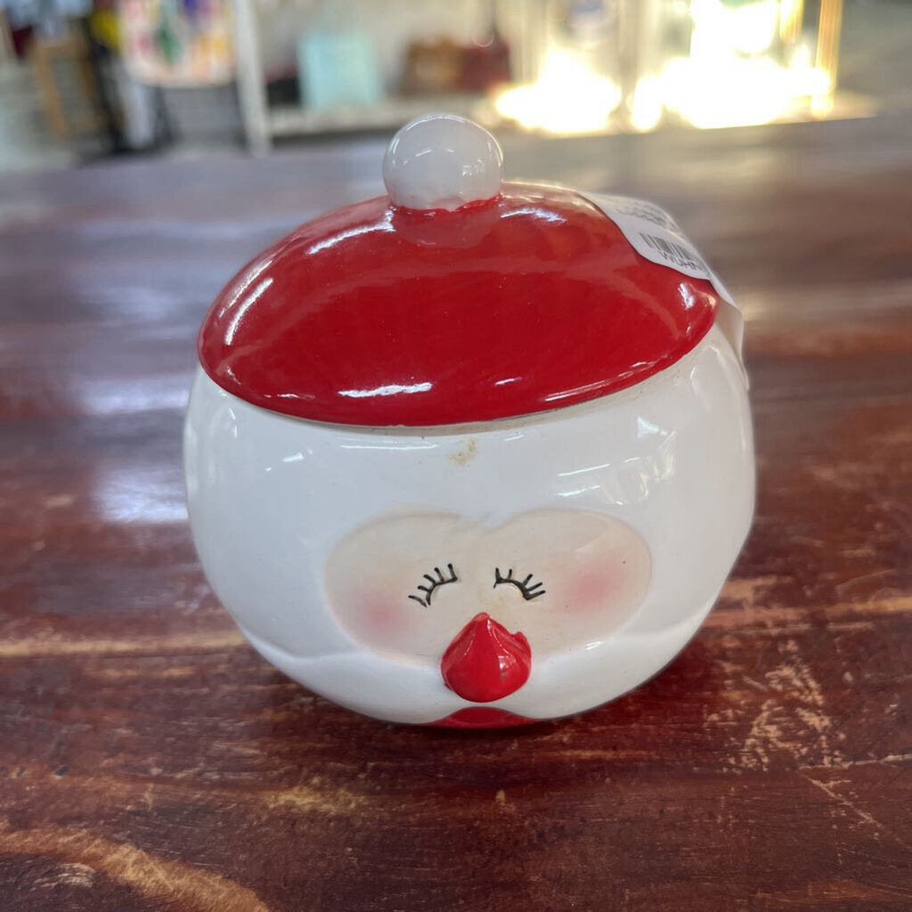 VINTAGE SMILING SANTA LIDDED CONTAINER