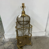 Vtg Brass Bird Bird Cage Lamp