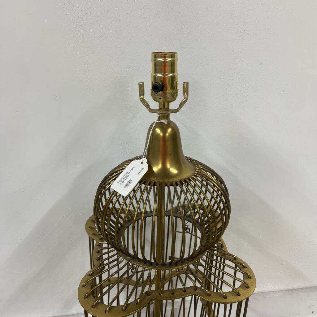 Vtg Brass Bird Bird Cage Lamp
