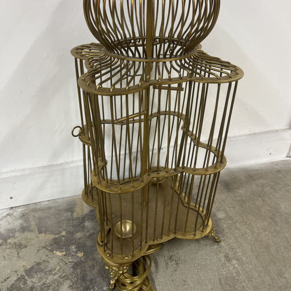 VTG BRASS BIRD BIRD CAGE LAMP