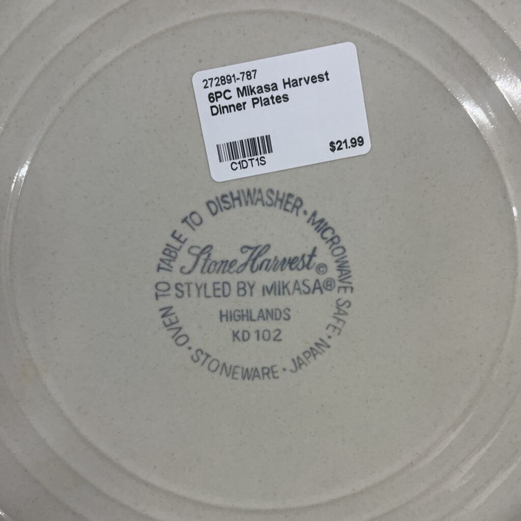 6PC MIKASA HARVEST DINNER PLATES