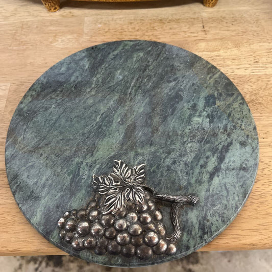 GREEN MARBLE CHEESE BOARD WITH GRAPES